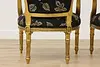 Pair French Vintage Carved Gilt Armchairs New Upholstery (17)