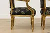 Pair French Vintage Carved Gilt Armchairs New Upholstery (22)