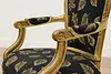 Pair French Vintage Carved Gilt Armchairs New Upholstery (24)