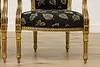 Pair French Vintage Carved Gilt Armchairs New Upholstery (6)