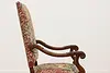 Renaissance Antique Unicorn Needlepoint Hall Throne Chair (14)