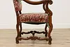 Renaissance Antique Unicorn Needlepoint Hall Throne Chair (15)