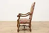 Renaissance Antique Unicorn Needlepoint Hall Throne Chair (7)