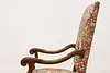 Renaissance Antique Unicorn Needlepoint Hall Throne Chair (8)