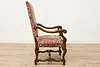 Renaissance Antique Unicorn Needlepoint Hall Throne Chair (13)