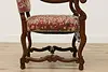 Renaissance Antique Unicorn Needlepoint Hall Throne Chair (15)