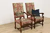 Renaissance Antique Unicorn Needlepoint Hall Throne Chair (3)