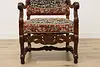 Renaissance Antique Unicorn Needlepoint Hall Throne Chair (5)