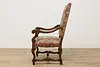 Renaissance Antique Unicorn Needlepoint Hall Throne Chair (7)