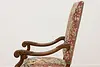 Renaissance Antique Unicorn Needlepoint Hall Throne Chair (8)