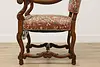 Renaissance Antique Unicorn Needlepoint Hall Throne Chair (9)