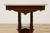 Victorian Eastlake Antique Cherry Lamp or Hall Table Marble (10)