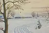 Winter Village Road Vintage Original Oil Painting Swider 52" (8)