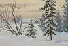 Winter Village Road Vintage Original Oil Painting Swider 52" (9)