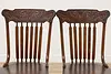 Set 8 Antique Farmhouse Carved Pressback Dining Chairs Signed (10)