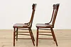 Set 8 Antique Farmhouse Carved Pressback Dining Chairs Signed (12)