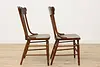 Set 8 Antique Farmhouse Carved Pressback Dining Chairs Signed (14)