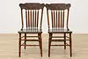 Set 8 Antique Farmhouse Carved Pressback Dining Chairs Signed (15)