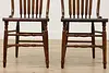 Set 8 Antique Farmhouse Carved Pressback Dining Chairs Signed (23)