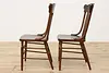 Set 8 Antique Farmhouse Carved Pressback Dining Chairs Signed (25)