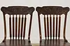 Set 8 Antique Farmhouse Carved Pressback Dining Chairs Signed (4)