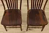 Set 8 Antique Farmhouse Carved Pressback Dining Chairs Signed (5)