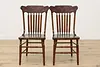 Set 8 Antique Farmhouse Carved Pressback Dining Chairs Signed (9)