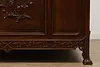 French Art Nouveau Antique Carved Walnut Queen Size Bed (13)