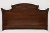 French Art Nouveau Antique Carved Walnut Queen Size Bed (4)