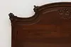 French Art Nouveau Antique Carved Walnut Queen Size Bed (5)