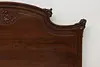 French Art Nouveau Antique Carved Walnut Queen Size Bed (6)