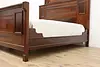 Victorian Eastlake Antique Carved Walnut Burl King Size Bed (13)