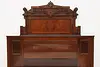 Victorian Eastlake Antique Carved Walnut Burl King Size Bed (4)