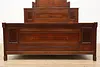 Victorian Eastlake Antique Carved Walnut Burl King Size Bed (9)