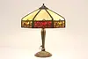 Art Nouveau Antique Stained Glass Shade Desk Lamp, Grapes (2)