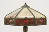 Art Nouveau Antique Stained Glass Shade Desk Lamp, Grapes (5)