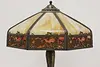 Art Nouveau Antique Stained Glass Shade Desk Lamp, Grapes (9)