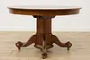 Victorian Antique Round 48" Oak Dining Table Opens 73" (11)