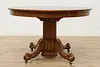 Victorian Antique Round 48" Oak Dining Table Opens 73" (12)