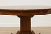 Victorian Antique Round 48" Oak Dining Table Opens 73" (13)