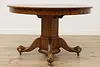 Victorian Antique Round 48" Oak Dining Table Opens 73" (15)