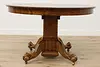 Victorian Antique Round 48" Oak Dining Table Opens 73" (16)