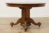 Victorian Antique Round 48" Oak Dining Table Opens 73" (17)