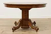 Victorian Antique Round 48" Oak Dining Table Opens 73" (18)