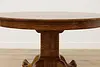 Victorian Antique Round 48" Oak Dining Table Opens 73" (19)