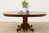 Victorian Antique Round 48" Oak Dining Table Opens 73" (2)