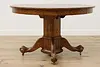 Victorian Antique Round 48" Oak Dining Table Opens 73" (21)