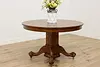 Victorian Antique Round 48" Oak Dining Table Opens 73" (3)