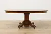 Victorian Antique Round 48" Oak Dining Table Opens 73" (4)