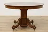 Victorian Antique Round 48" Oak Dining Table Opens 73" (8)